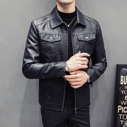 Fall Winter Men Casual Leather