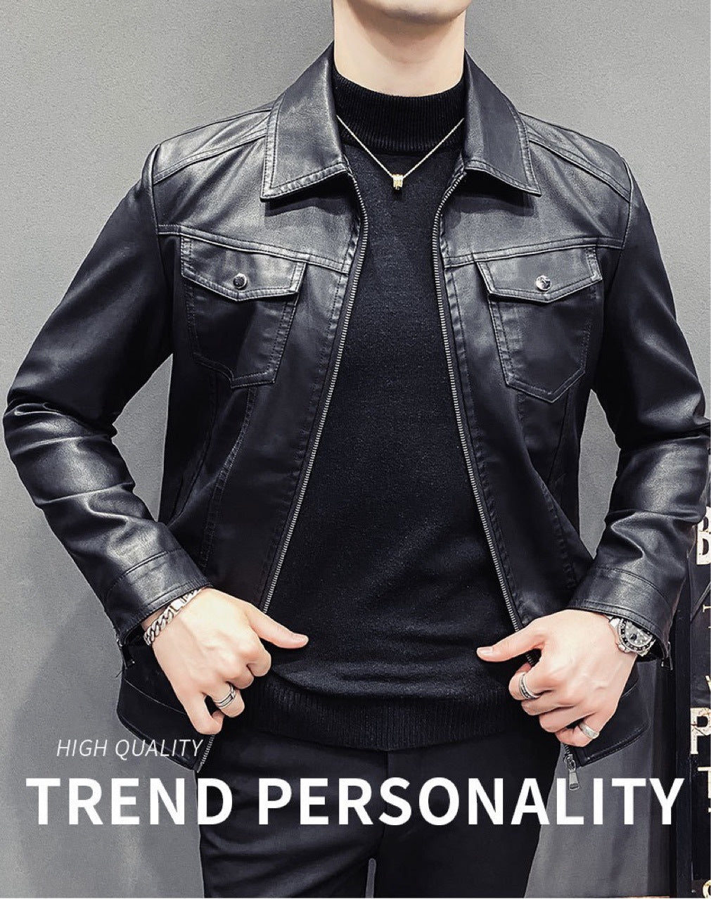 Fall Winter Men Casual Leather