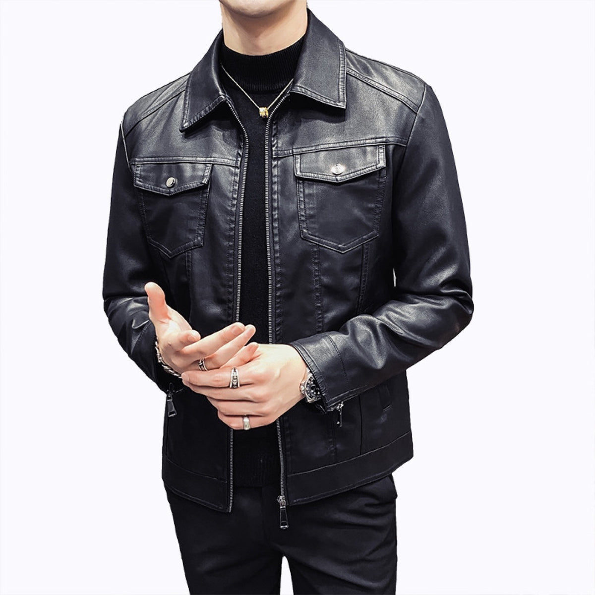 Fall Winter Men Casual Leather