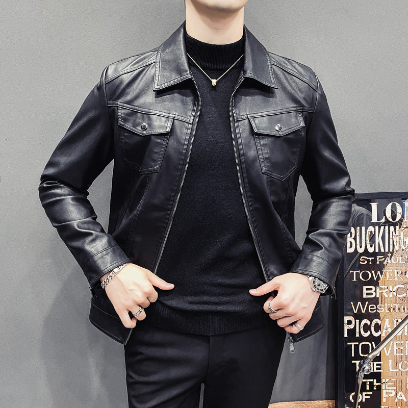Fall Winter Men Casual Leather